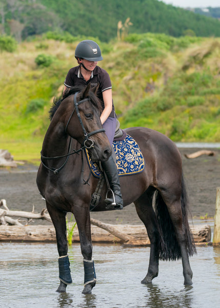 Blue Jacquard Saddle Pads - Jump and Dressage cuts