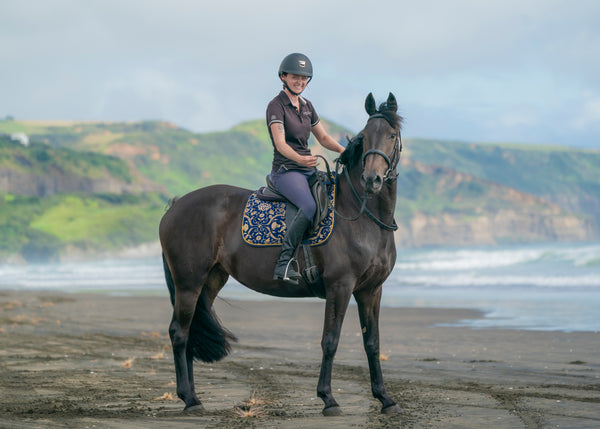 Blue Jacquard Saddle Pads - Jump and Dressage cuts