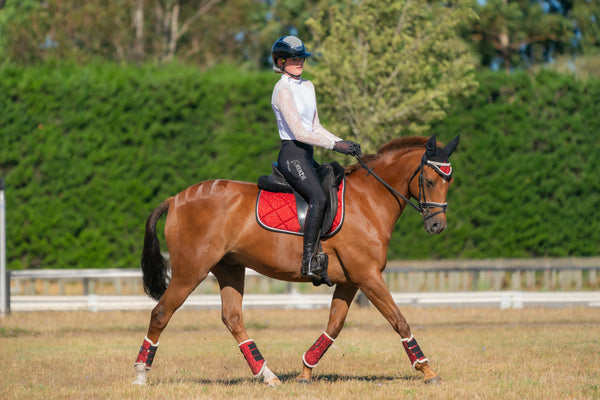 Ruby Red Glitter Dressage Saddle Pad