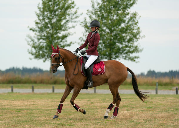 Burgundy Satin Saddle Pads - Jump, GP, and Dressage cuts