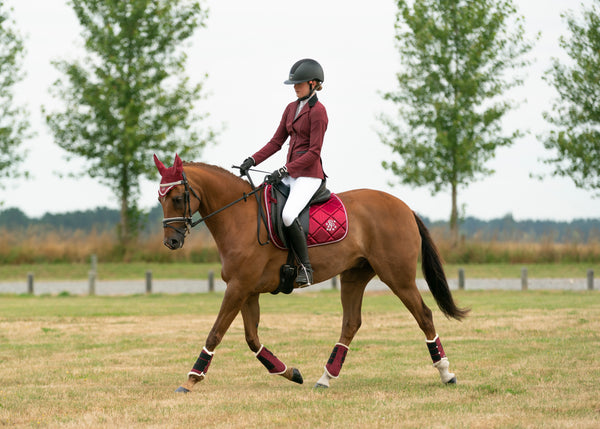 Burgundy Satin Saddle Pads - Jump, GP, and Dressage cuts