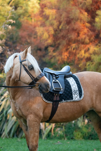 Black Snakeskin Suede Dressage Pad