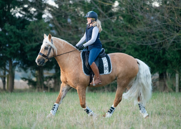 Black Snakeskin Suede Dressage Pad