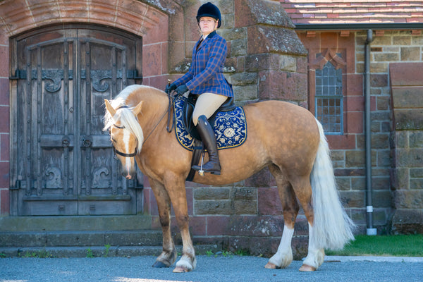 Blue Jacquard Saddle Pads - Jump and Dressage cuts