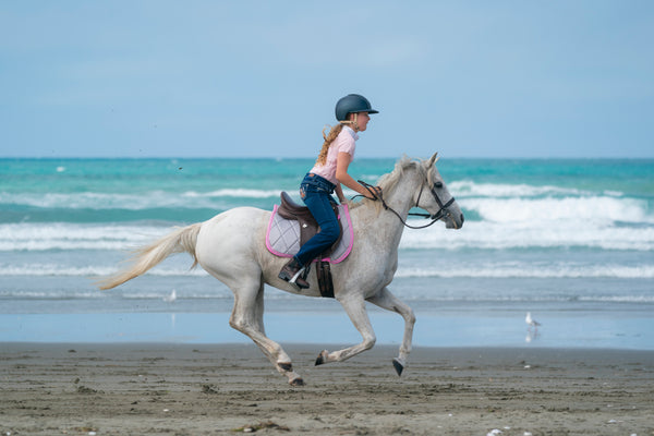 Pink/Grey Saddle Pads - Jump, GP, and Dressage cuts