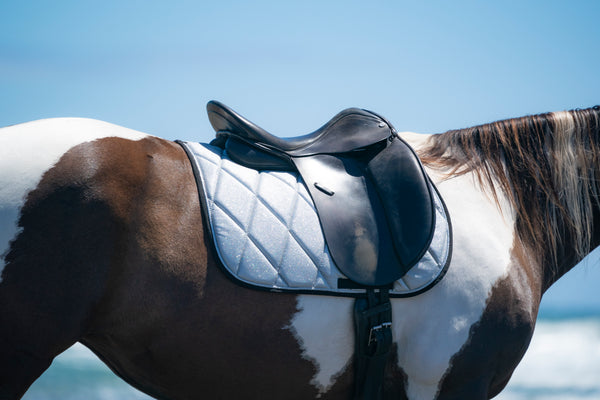 Silver Glitter Saddle Pads - Jump, GP, and Dressage cuts