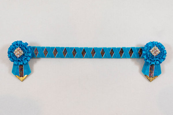 Turquoise and Rainbow 14" Show Browband