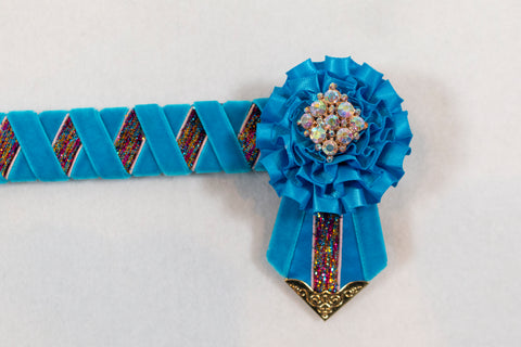 Turquoise and Rainbow 14" Show Browband