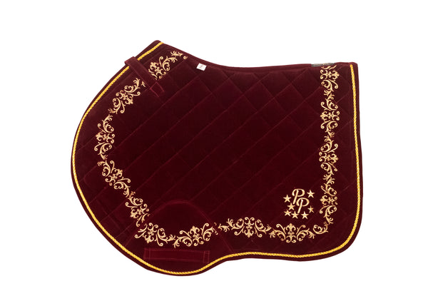 Plum Velvet Baroque Saddle Pads - GP, Jump, and Dressage Cuts