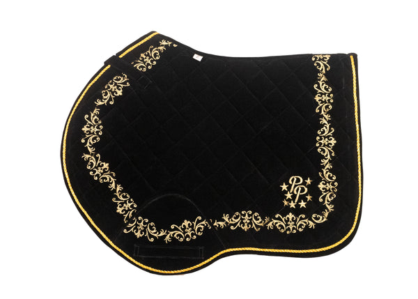 Black Velvet Baroque Saddle Pads - GP, Jump, and Dressage Cuts