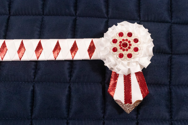 Red and White 16" Show Browband