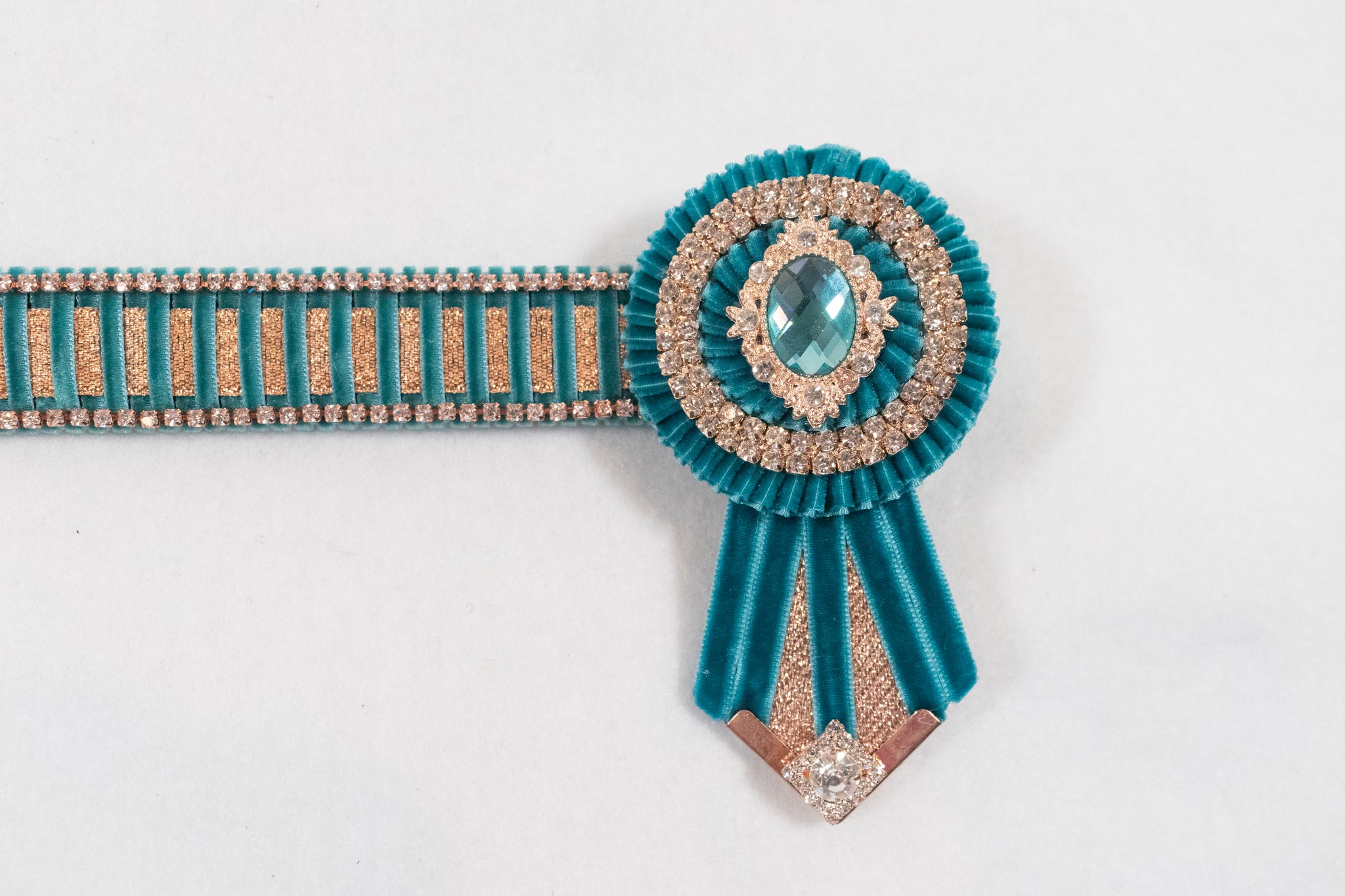 Teal and Rose Gold 15" Show Browband