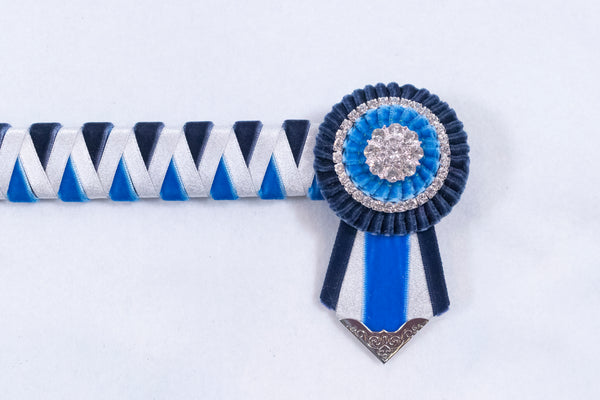 Navy, Blue, and Silver 14" Show Browband