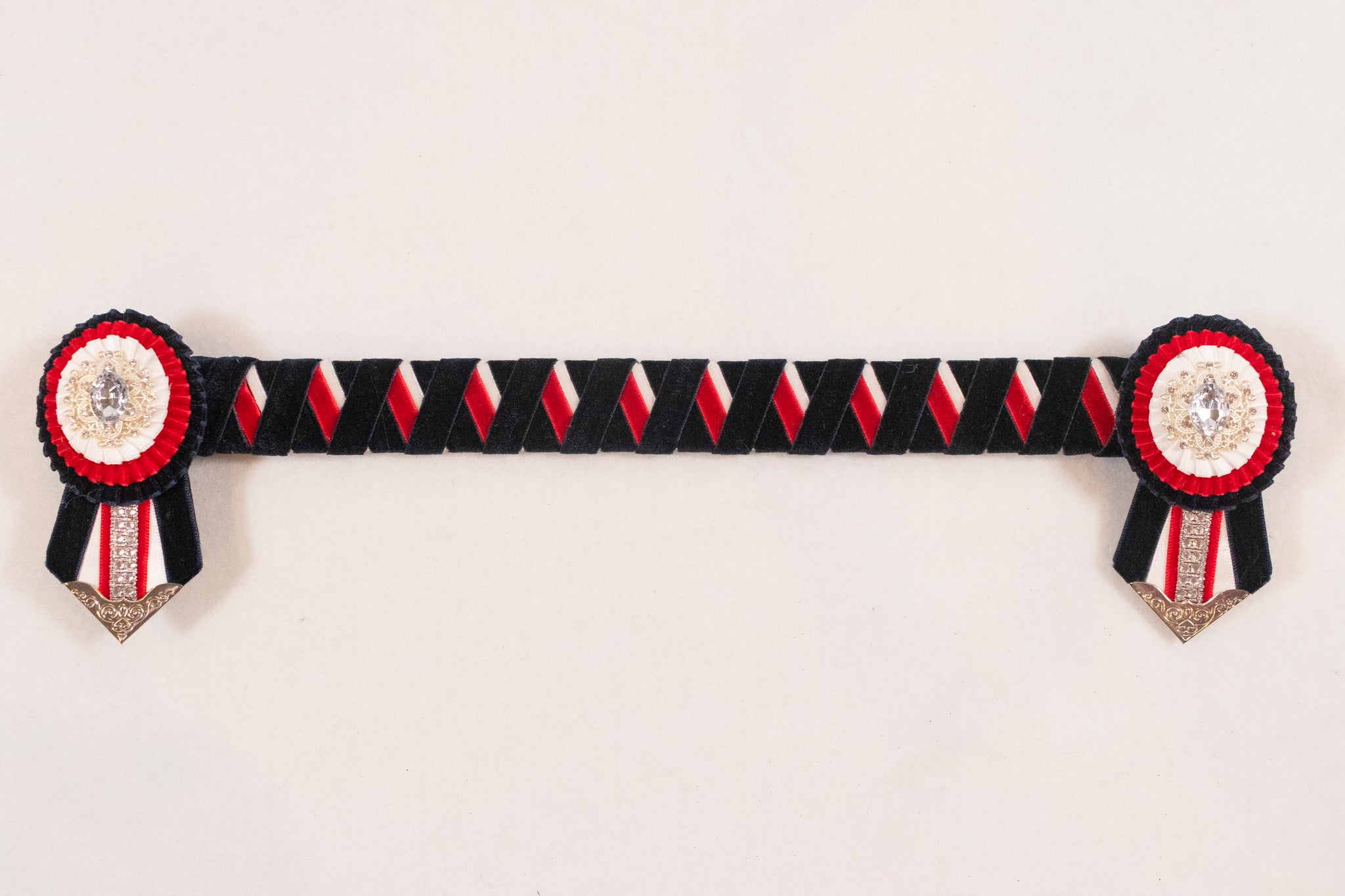 Black, Red, and White 13.5" Show Browband