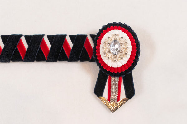 Black, Red, and White 13.5" Show Browband