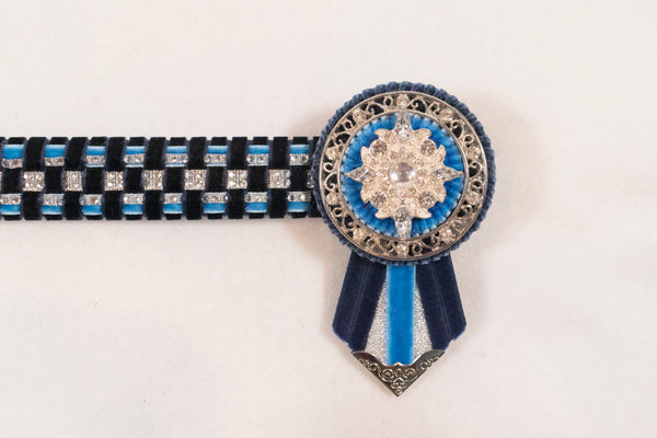 Navy, Sky Blue, and Silver 13.5" Show Browband