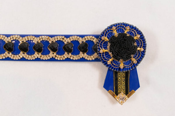 Royal Blue, Black, and Gold 16" Show Browband