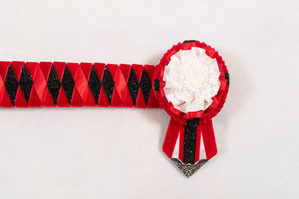 Red, Black, and White 16.5" Show Browband