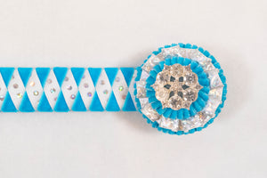 Turquoise, Holo, and White 16" Show Browband