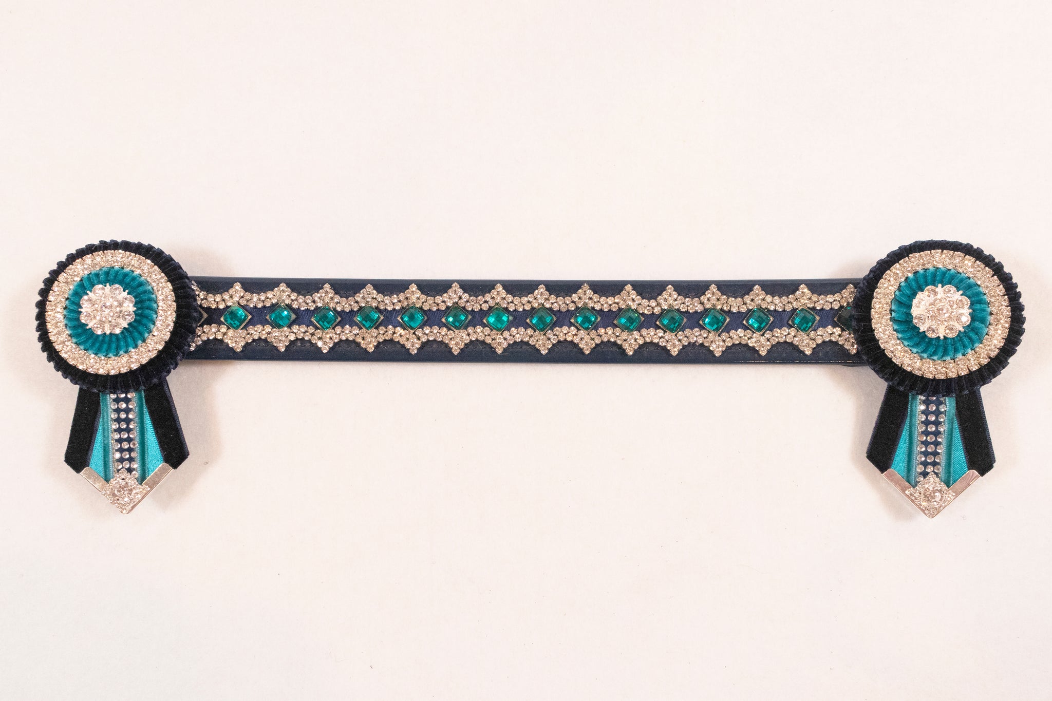 Navy, Teal, and Silver 14" Show Browband