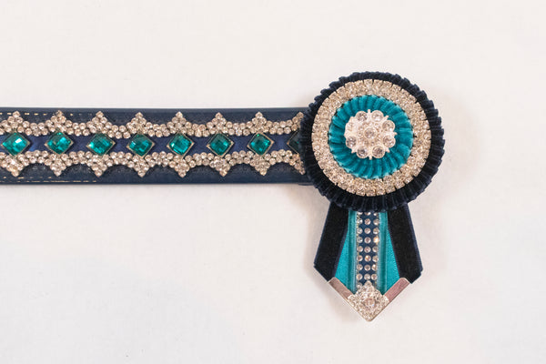 Navy, Teal, and Silver 14" Show Browband