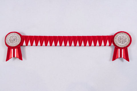 Red and White 16" Show Browband