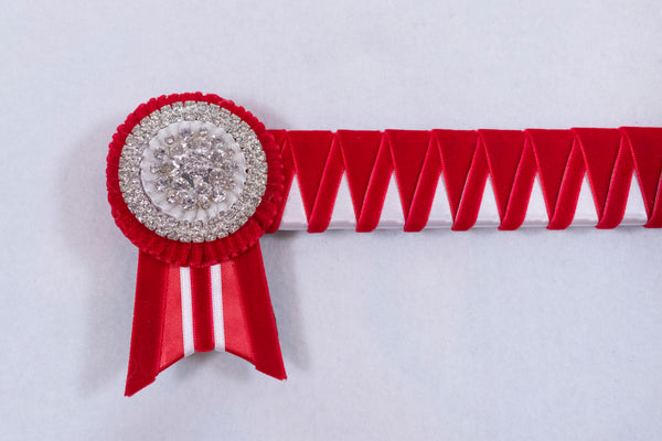 Red and White 16" Show Browband