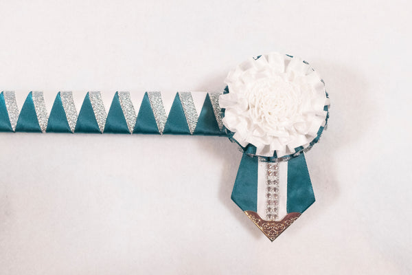 Teal, White, and Silver 15.5" Show Browband