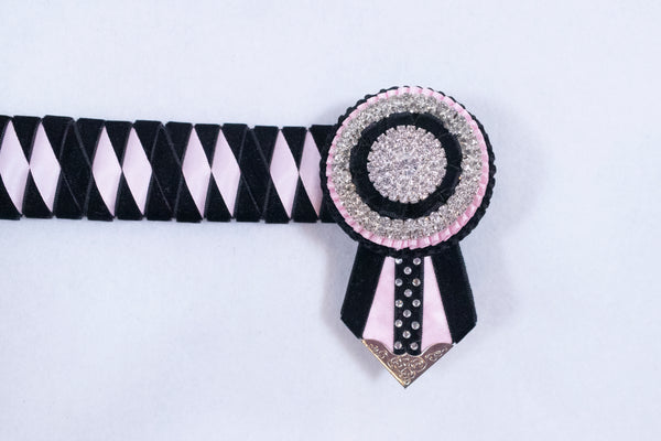 Blush Pink and Black 15.5" Show Browband