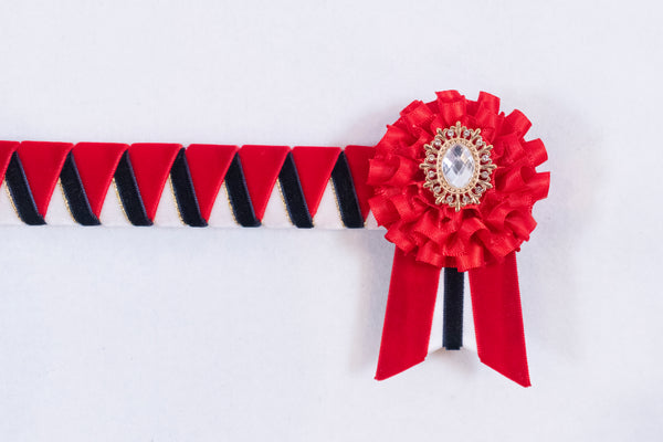 Red, Dark Navy, and White 13.5" Show Browband