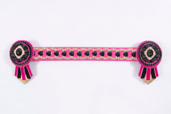 Black and Barbie Pink 13.5" Show Browband