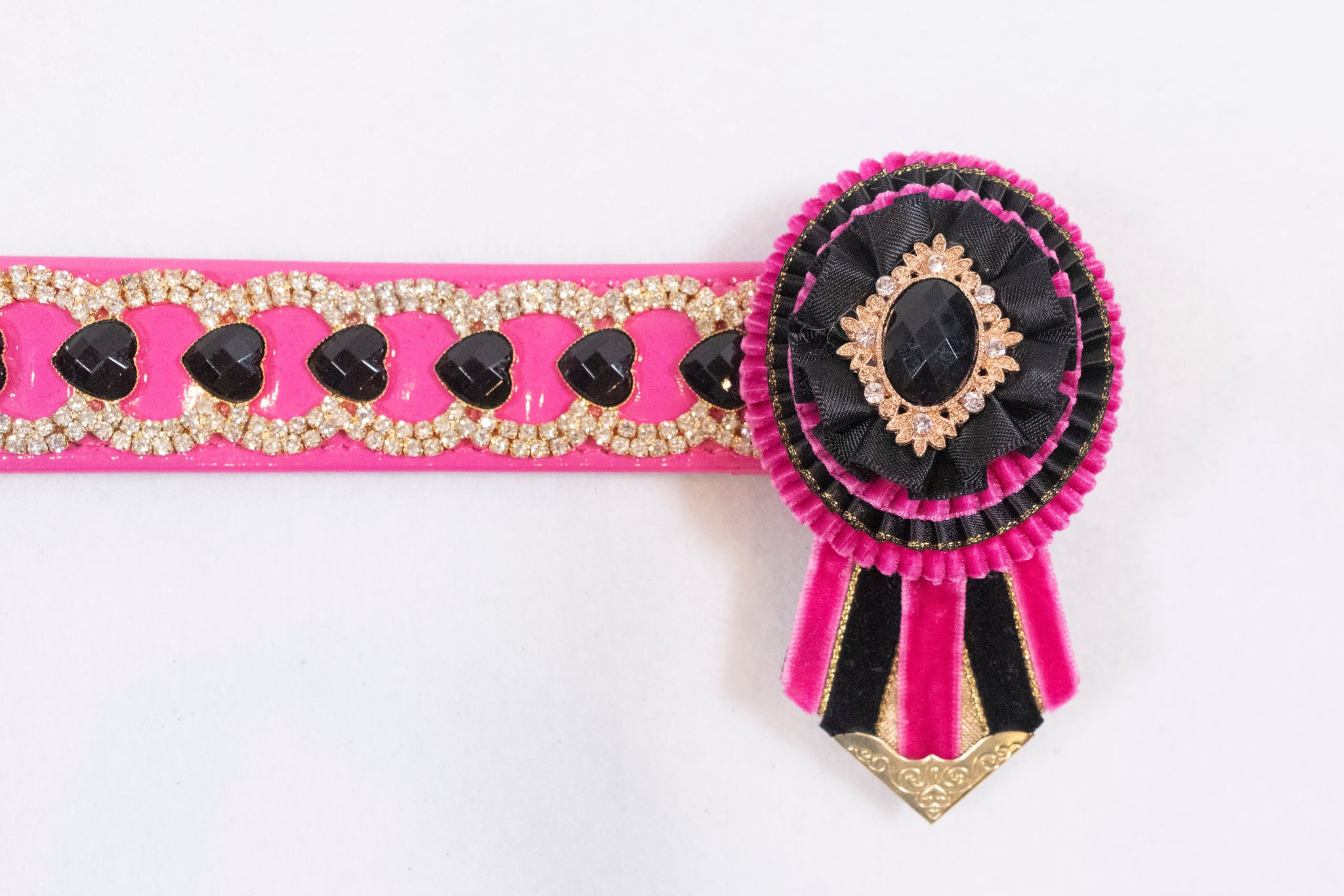 Black and Barbie Pink 13.5" Show Browband