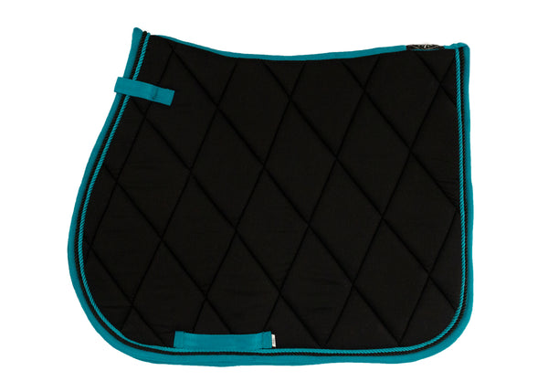 Black/Turquoise Saddle Pads - Jump, GP, and Dressage cuts