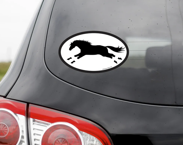 Galloping Horse Oval Bumper Sticker